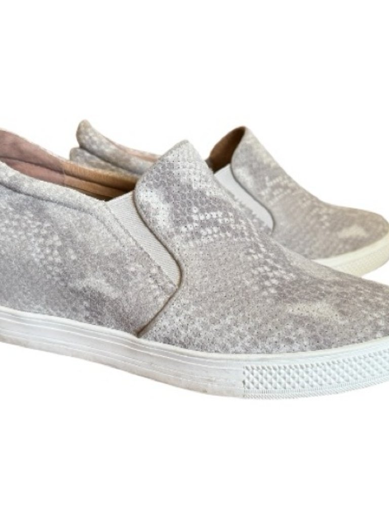 Caslon Suede Wedge Sneakers In Grey Snake Print Size 7.5